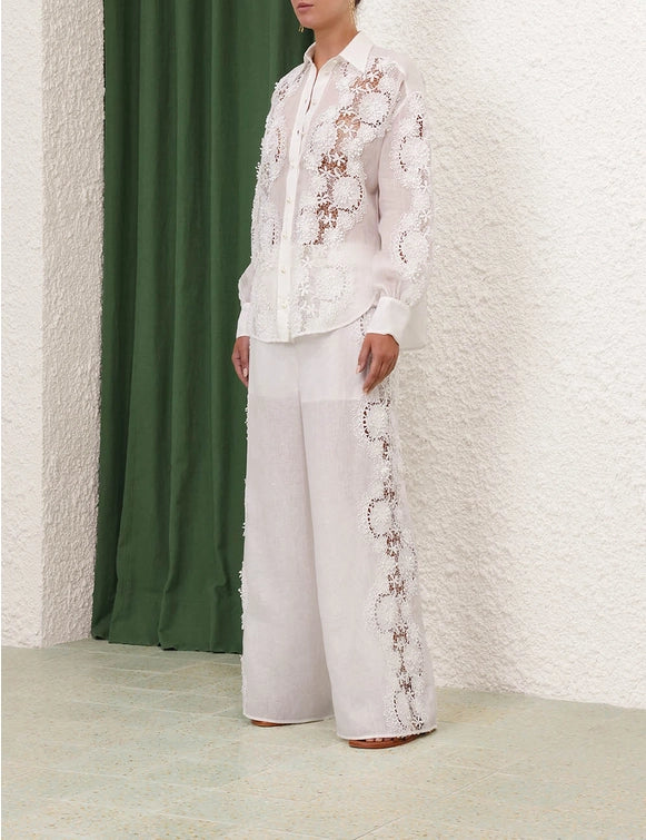 Halliday Lace Flower Shirt & Blouse Set