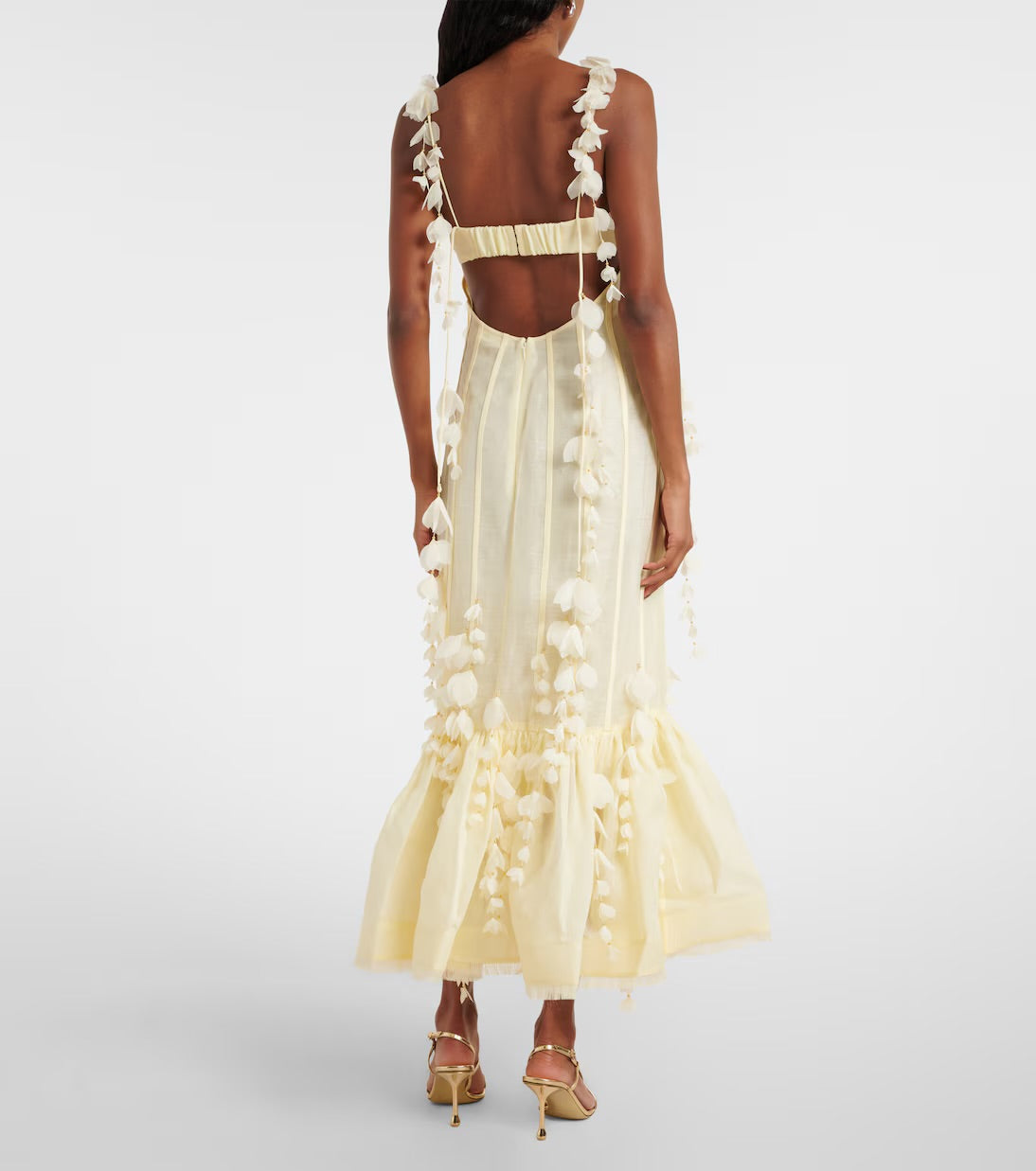 Dawning Petal Linen Silk Midi Dress