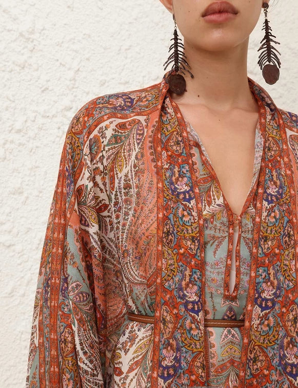 Rhiannon Tie Neck Midi Dress