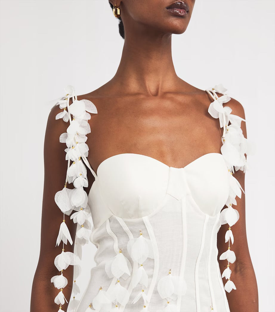 Botanical Petal Trimmed Dress