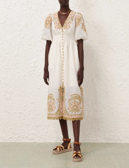 Waverly Embroidered Midi Dress