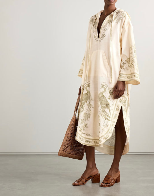 Ascension Hooded Printed Cotton-Voile Midi Dress