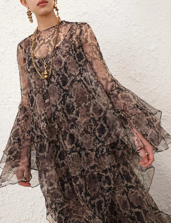 Hypnotic Cascading Maxi Dress