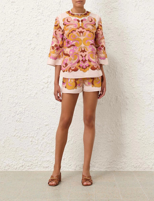 Acadian Tunic Top & Fitted Short Set