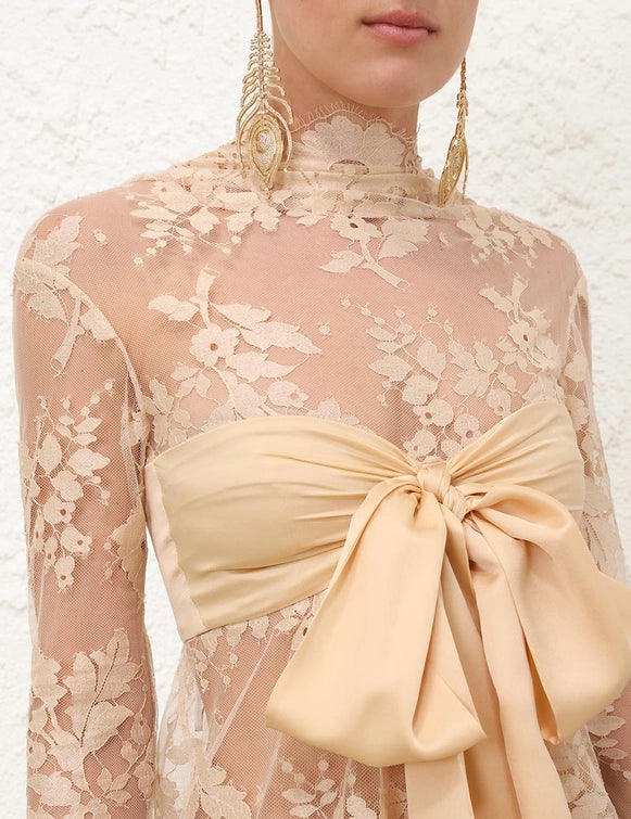 Illustration Lace Bow Bodice - Tea
