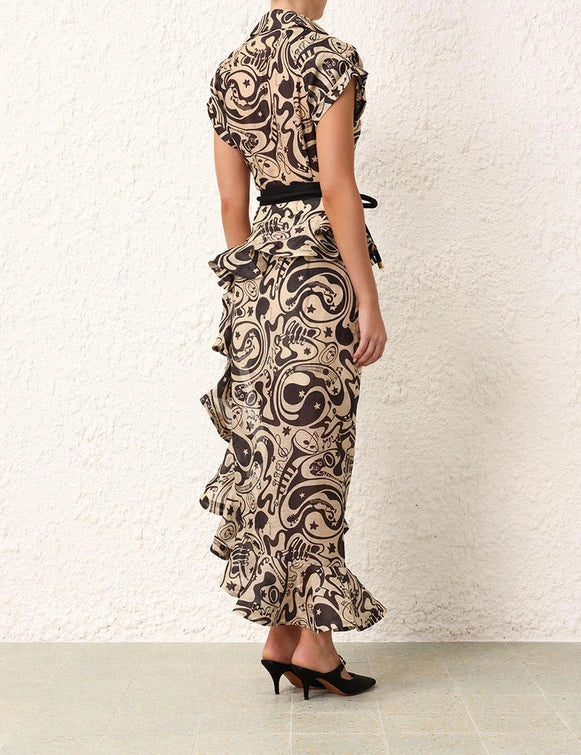 The Matchmaker Fitted Blouse & Waterfall Skirt Set