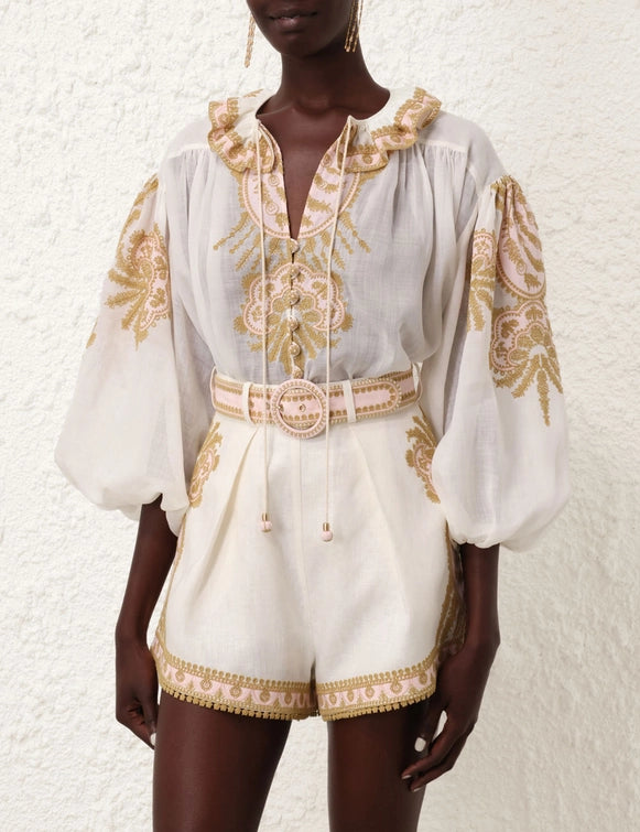 Waverly Embroidered Top & Short Set