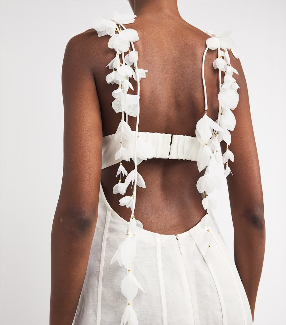 Botanical Petal Trimmed Dress