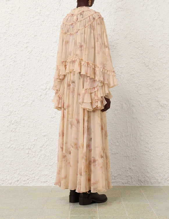 Hypnotic Shirred Blouse & Maxi Skirt Set