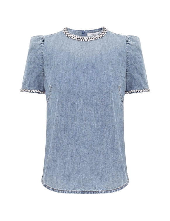 Crush Embellished Denim Top