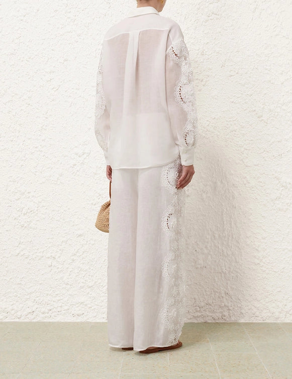 Halliday Lace Flower Shirt & Blouse Set