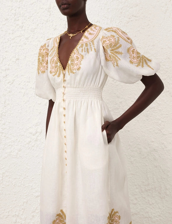 Waverly Embroidered Midi Dress