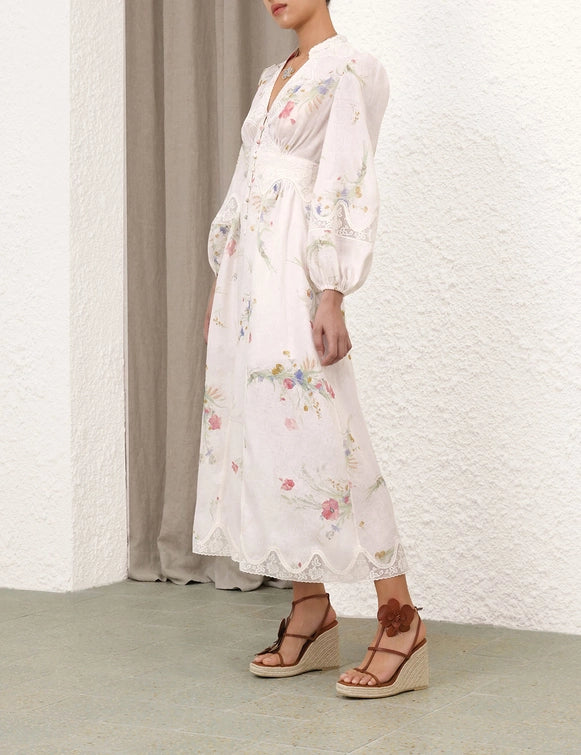 Lucky Lace Plunge Midi Dress