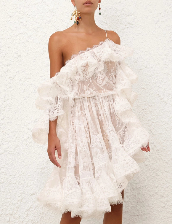 the dawning mini dress white Velvi - Darling Mini Dress - White
