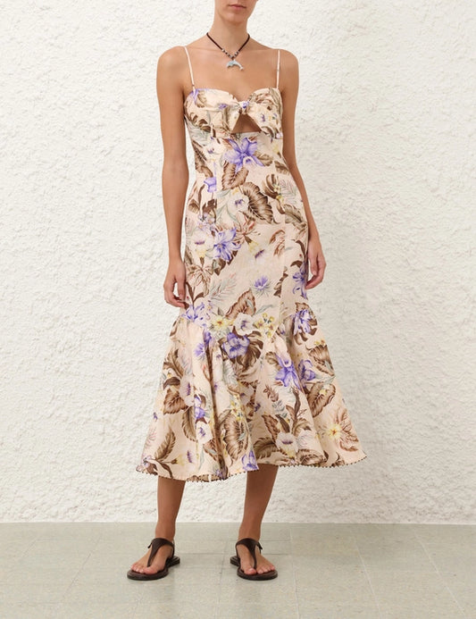 Coco Tie Front Midi Dress