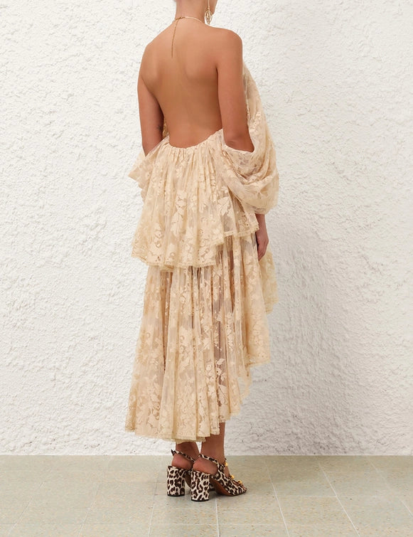 Illustration Lace Mini Dress