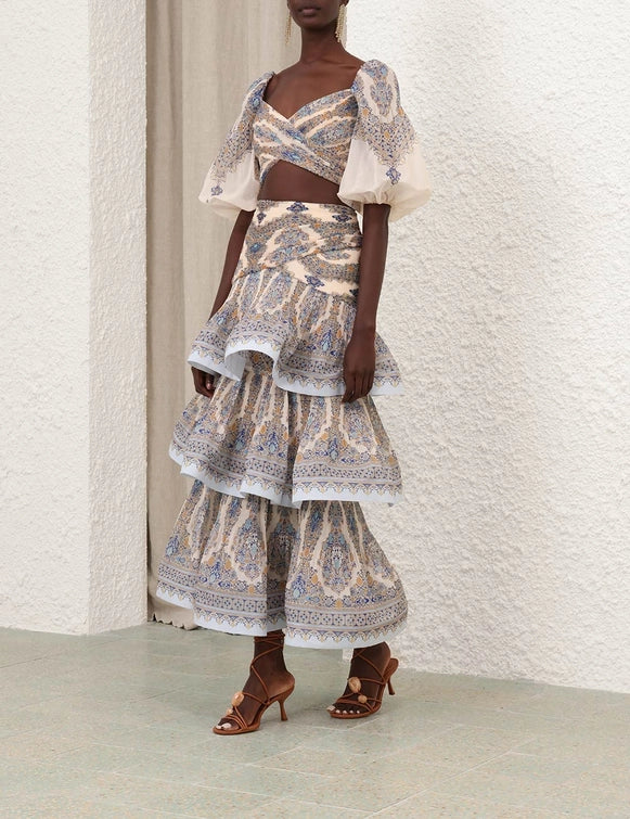 Pleated Bodice & Tiered Pleated Skirt Set