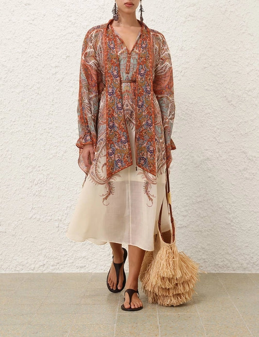 Rhiannon Tie Neck Midi Dress