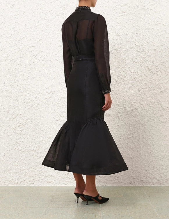 Hypnotic Jewelled Body Shirt & Panelled Pencil Skirt Set