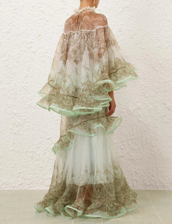 Crush Embellished Blouse & Flutter Maxi Style Set