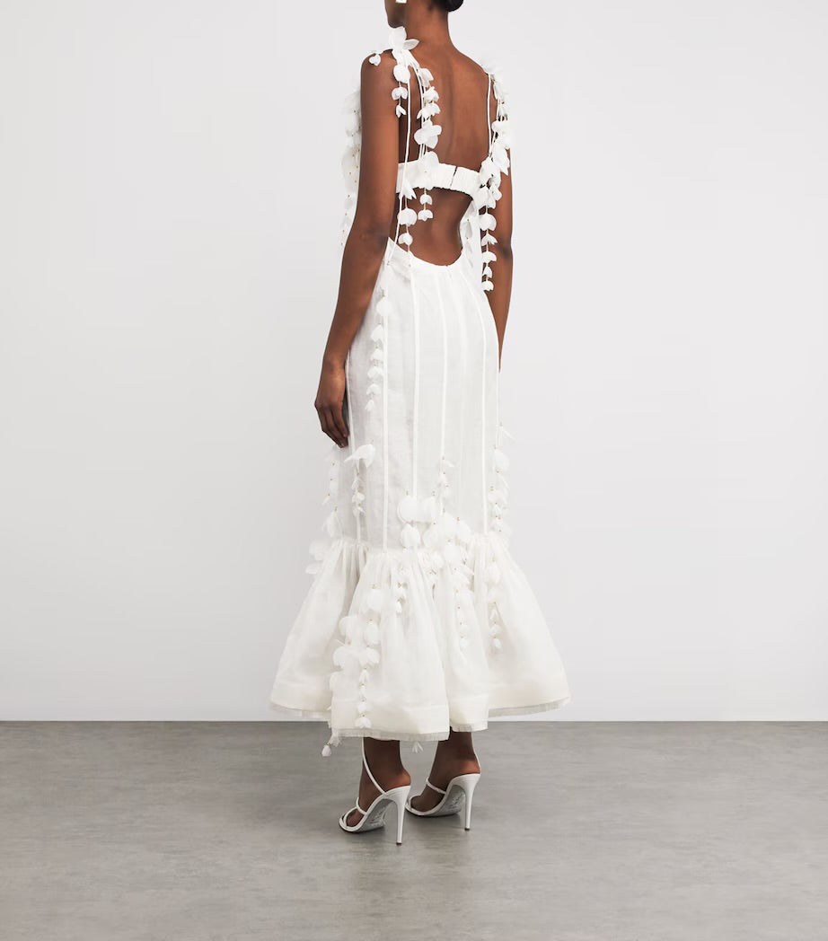 Botanical Petal Trimmed Dress