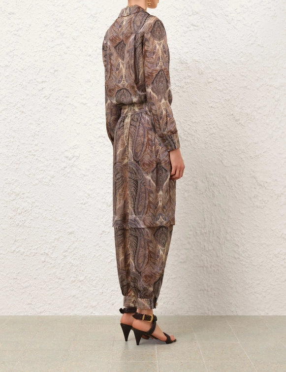 Hypnotic Satin Shirt & Silk Harem Pant Set