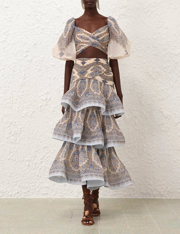 Pleated Bodice & Tiered Pleated Skirt Set