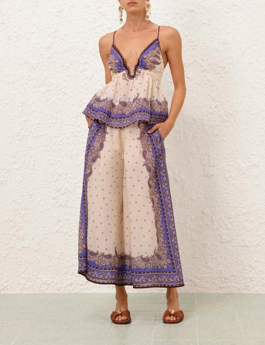 Maxine Plunge Cami & Wide Leg Cropped Pant Set