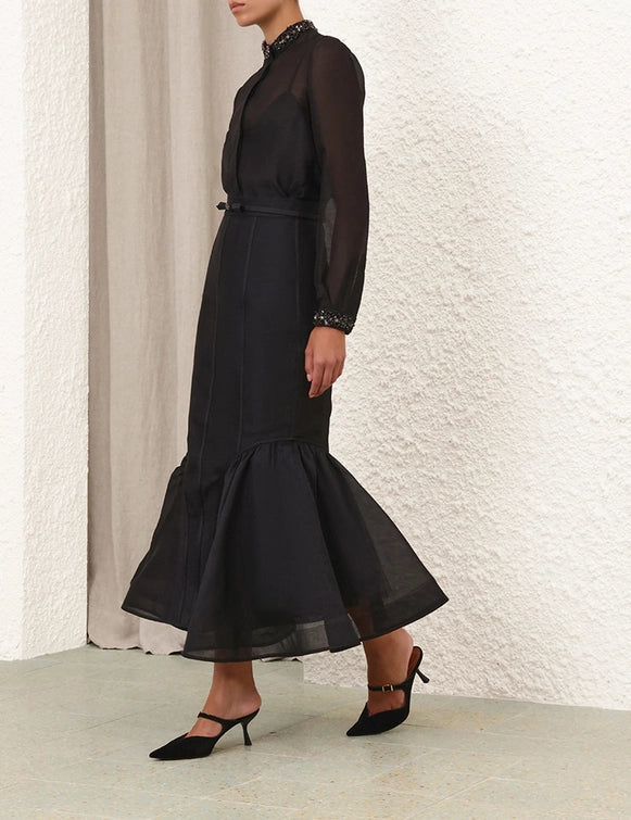 Hypnotic Jewelled Body Shirt & Panelled Pencil Skirt Set