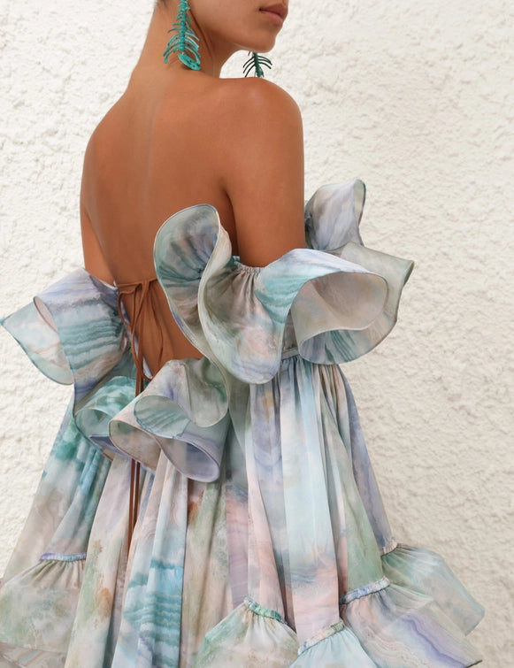 illuminate flounce mini dress Zimmermann Illuminate Flounce Mini Dress
