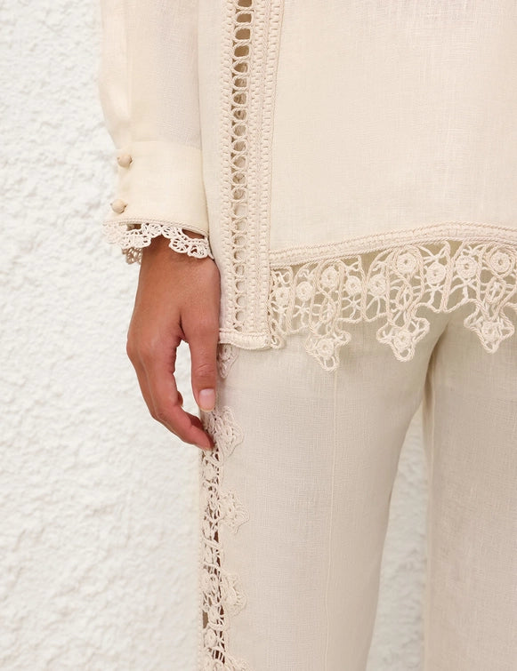 Illuminate Trimmed Shirt & Flare Pant Set