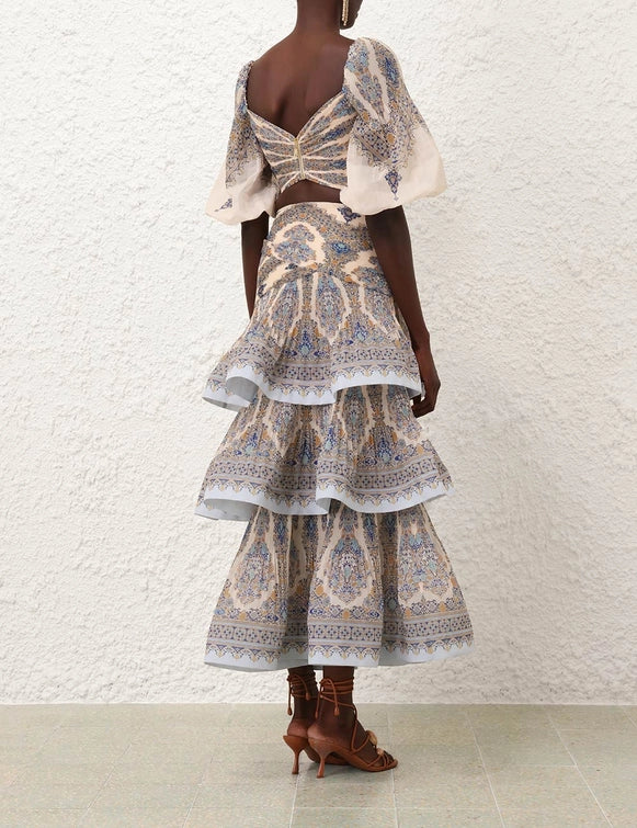 Pleated Bodice & Tiered Pleated Skirt Set