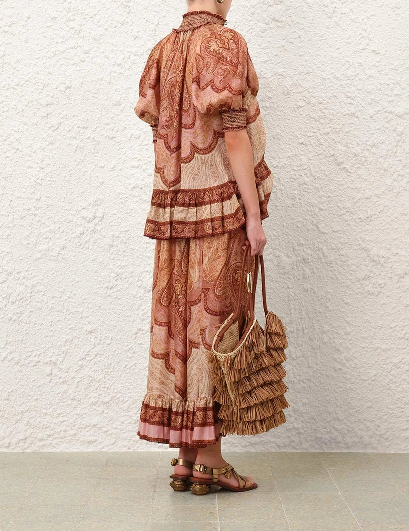 Wanderlust Frill Blouse & Maxi Skirt Set