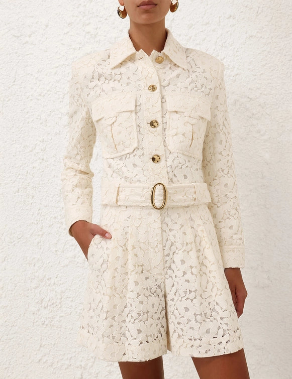 Illuminate Lace Cropped Jacket & Short Set