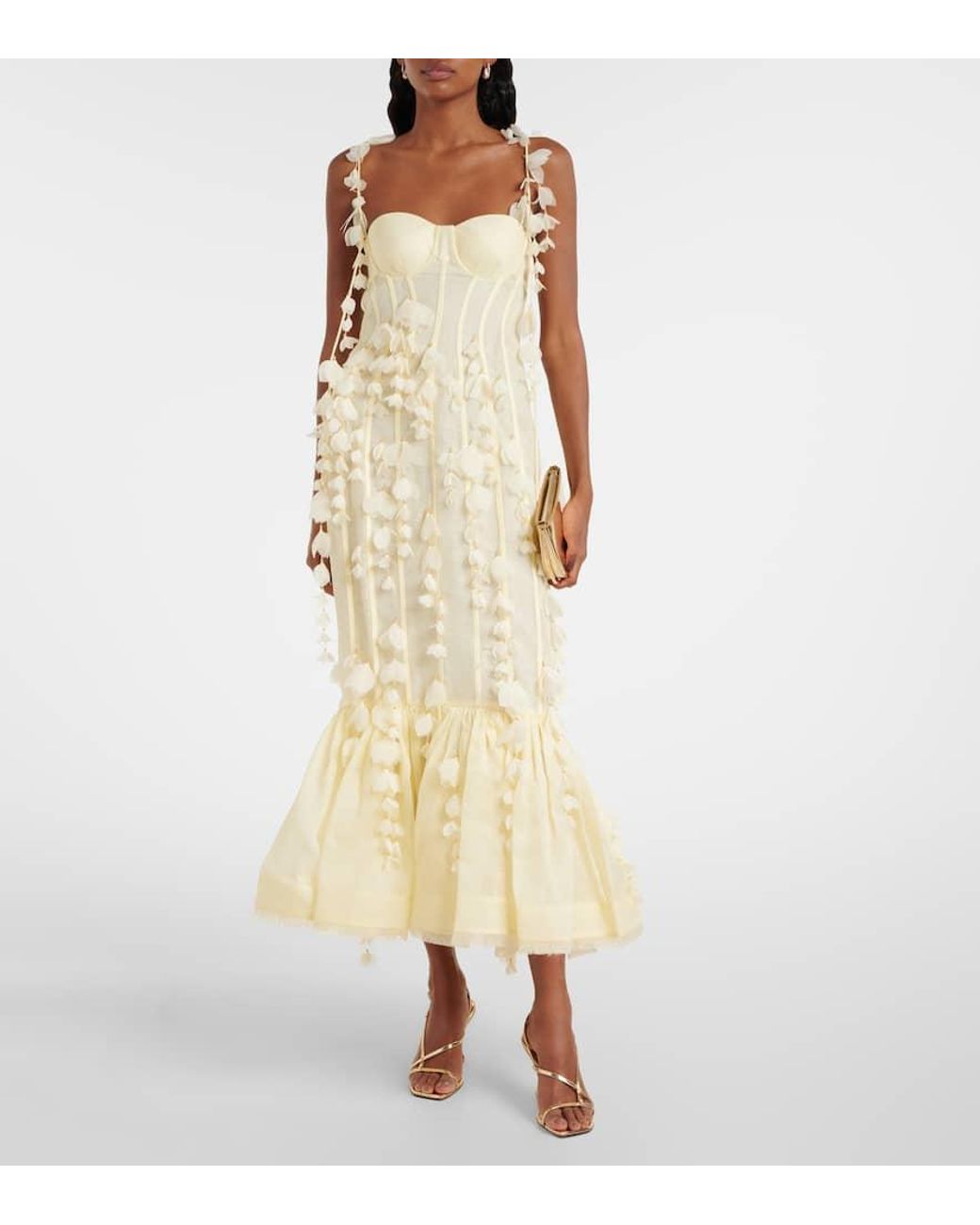 Dawning Petal Linen Silk Midi Dress