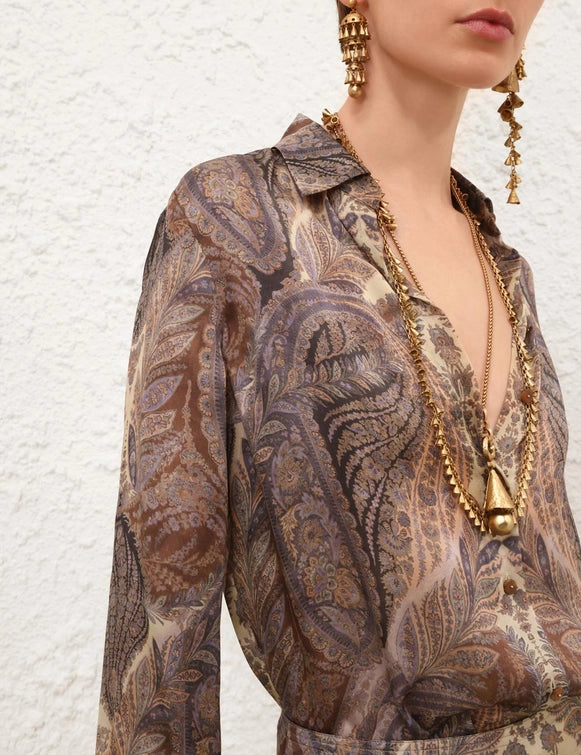 Hypnotic Satin Shirt & Silk Harem Pant Set