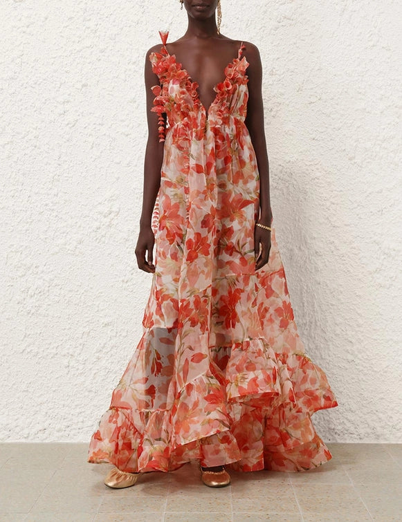 Tranquillity Floral Strap Gown