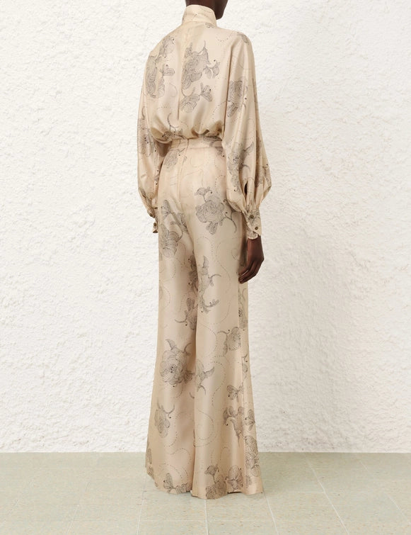 Eden Tie Neck Blouse & Flare Pant Set