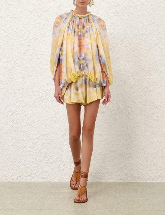 Alchemy Twist Billow Blouse & Micro Short Set