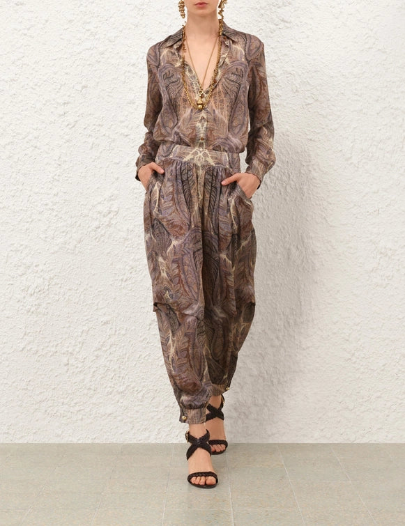 Hypnotic Satin Shirt & Silk Harem Pant Set