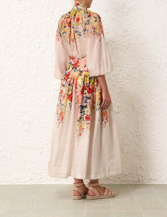 Alight Basque Midi Skirt & Billow Blouse Set