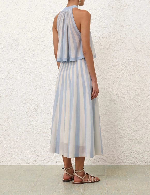 Lucky Contrast Stripe Top & Skirt Set