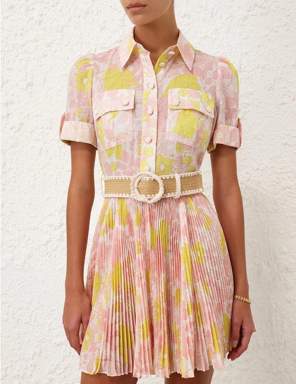 Pop Pleated Mini Dress