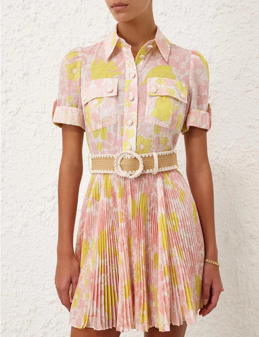 Pop Pleated Mini Dress