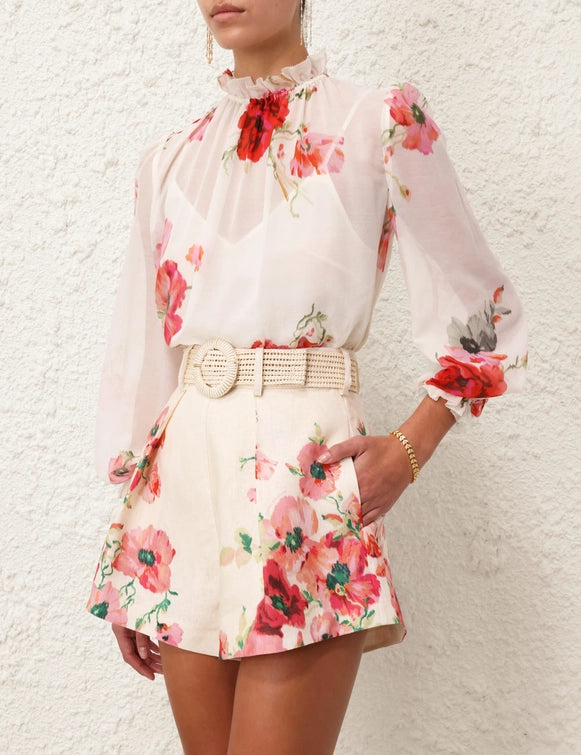 Lightburst Billow Blouse & Tuck Short Set