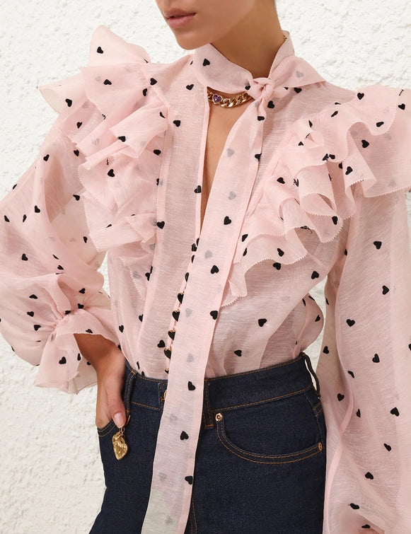 Crush Embroidered Blouse & Flip Mini Skirt Set