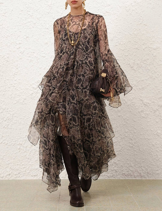Hypnotic Cascading Maxi Dress