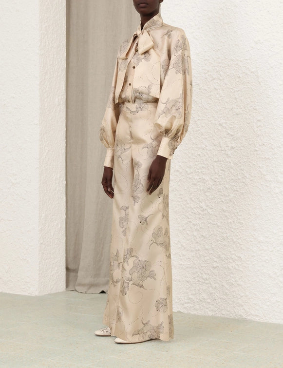Eden Tie Neck Blouse & Flare Pant Set