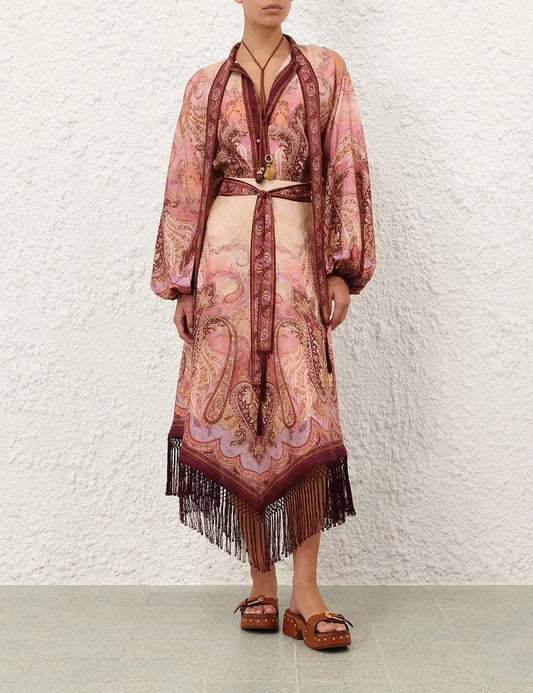 Sundance Blouse & Fringe Midi Skirt Set