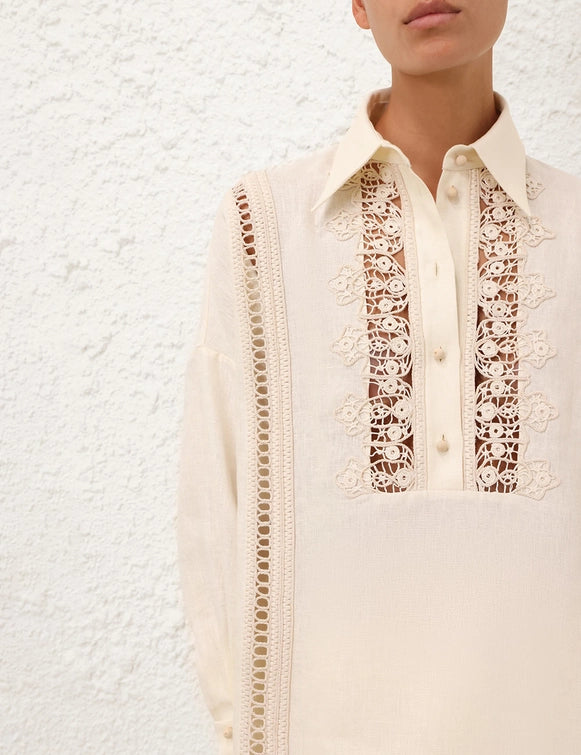 Illuminate Trimmed Shirt & Flare Pant Set